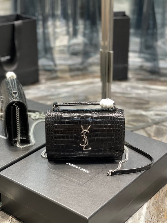 [In stock in seconds]#          #Black Silver Buckle Crocodile_Coming! Coming! The new Sunset Bag Crocodile Print version it's here! Continuing the classic SUNSET flap shape silhouette, a series of small changes to the d