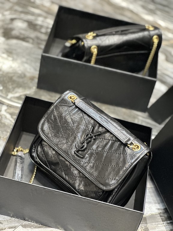 [Original Leather NIKI] New Version (Small)#Black with gold buckles#The new version of the niki is more practical, on the basis of the original on each side of the D buckle, an additional process, so that it is more powe