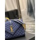 [In stock in seconds]#Envelope #Blue Limited Edition FabricsMedium quilted leather envelope bagClassic is timeless, the beauty of the V grain spelling diamond pattern, Italian cowhide leather with cotton and linen materi