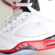 Air Jordan 5 Retro Spark (2013) White Red DM Replica   BMYEI