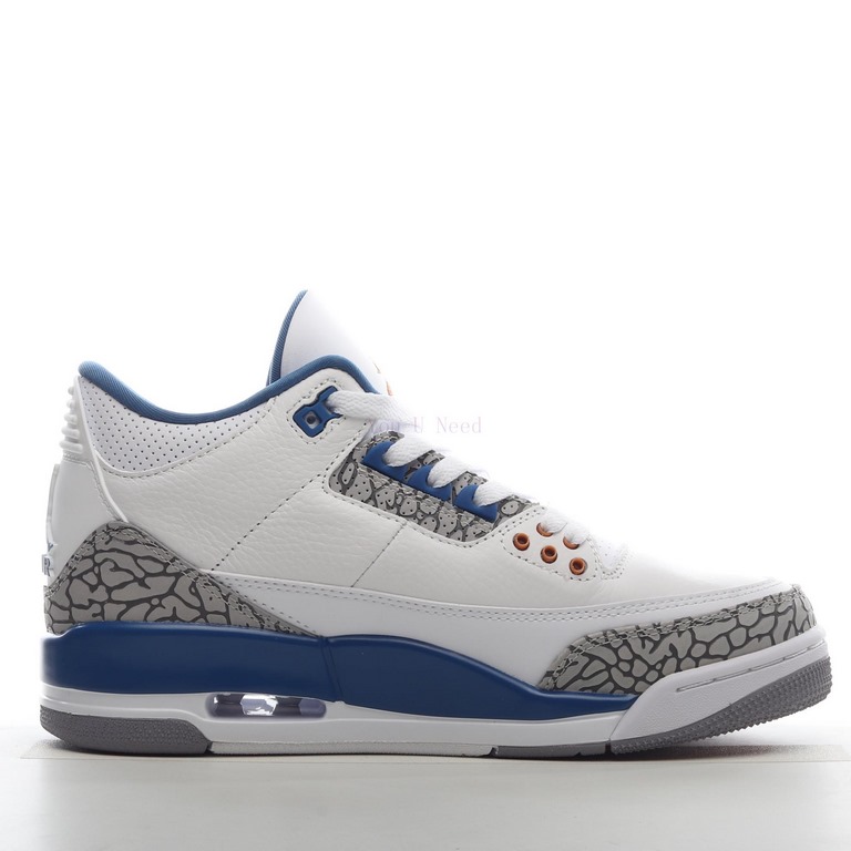 Head Layer Air Jordan Retro AJ3 Jordan III Basketball Shoes White Blue Wizards Z1YEP