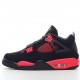 Pure original version Air Jordan 4 Retro "Red Thunder" Black Red Thunder AJ4 Jordan 4 Generation aj4 Joe 4 Black Red Thunder Jordan Basketball Shoes Series 