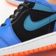 Air Jordan 1 Mid AJ1 Joe 1 Patent Leather Black Blue Orange Mid Basketball Shoes Y3TWR