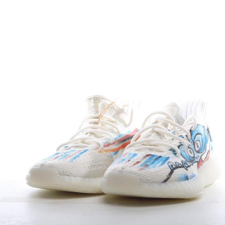 Customized Sneakers Graffiti Colorways Exclusive Shipping Adidas Yeezy Boost 350 V2 Hundred Lightweight Popcorn Midsole Casual Athletic Joggers ZYUEW